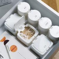 Organizador De Maquillaje Con Cubierta Y Almacenamiento Pop-up Para Algodones Y Pequeños Artículos De Belleza Caja De Plástico Antipolvo Para Escritorio - details 1