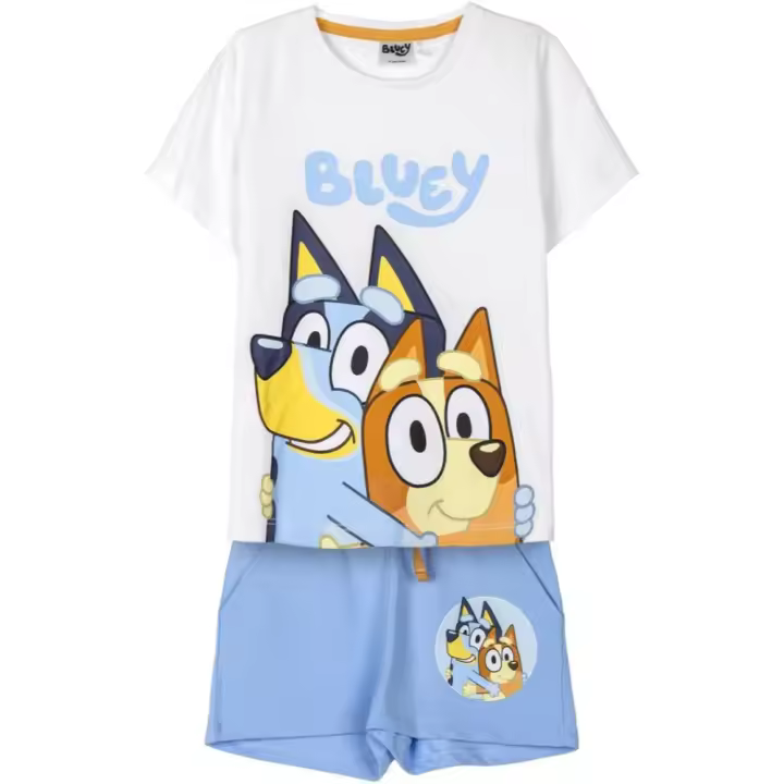 Pijama Manga Corta Bluey y Bingo Blanco y Azul Niño 77558 - 1