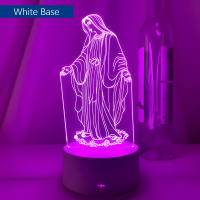Lámpara De Noche 3D Ilusión De Jesús Cambio De 7 Colores Control Remoto LED Decorativa Cristiana Luz De Oración De Mesa - details 4