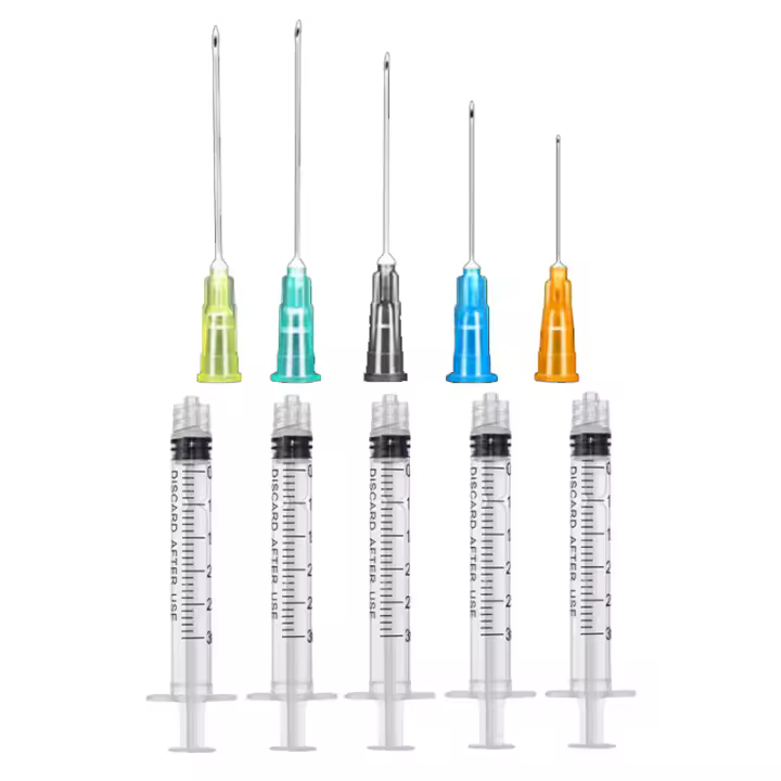 Juego De 5 Siringas Luer Lock De 3ML Con Agujas Estériles De Acero Inoxidable 18G 21G 22G 25G 27G Para Dispensar Líquidos En Tatuaje - 1