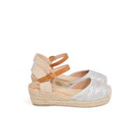 HLUNA - Sandalias de Cuña Oro y Plata tobilleras con la puntera cerrada detalle de brillos - Plantilla acolchada Cómodas - rl2021 - details 5