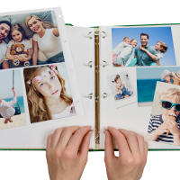 Álbum de fotos de anillas con páginas adhesivas para pegar fotos, tapa con clásica decoración dorada. Álbum coleccionable con 5 páginas adhesivas incluidas, posibilidad de añadir otras páginas, adhesivas o slip-in para conservar tus recuerdos y tus fotos - details 4