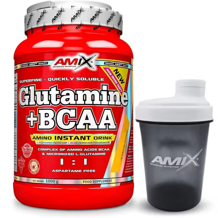 Amix Nutrition - Glutamina + BCAA - Suplemento para Deportistas - 1kg + SHAKER REGALO - 1