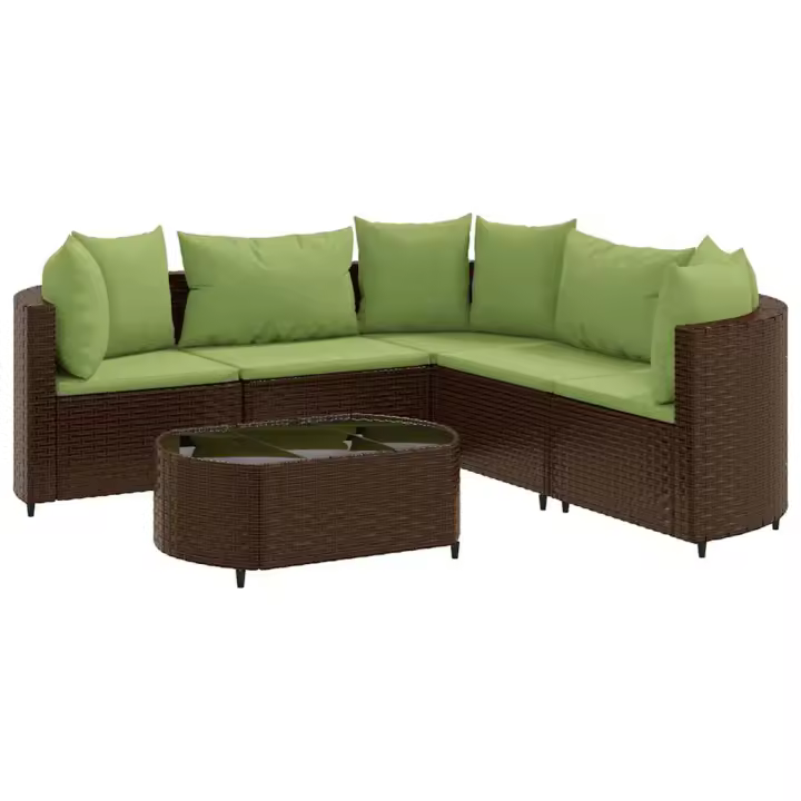 vidaXL Set sofás de jardín 6 piezas y cojines ratán sintético marrón - 1