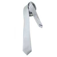 Ociodual Corbata estrecha de poliester unisex para eventos color Plata textura fina - details 2