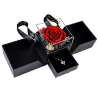 Caja De Joyas Regalo De Día De La Madre Para Mujer Caja De Collar Rosa Artificial Caja De Flores Eterna Para Regalo De San Valentín Decoración De Hogar - details 0