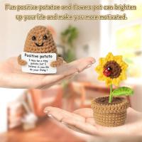 2PCS Mini Flores De Girasol Positivas Creativas Y Divertidas Hechas a Mano Para Decoración De Escritorio Regalos De Cumpleaños Hechas Con Textil Y Fibra - details 7