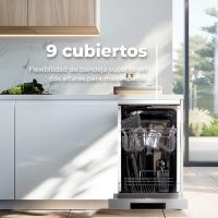 EVVO Lavavajillas 45 cm D1 Slim, 9 Cubiertos, 5 Programas, Bandeja ajustable, Panel oculto, Blanco/Inoxidable - details 0
