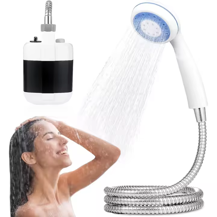 Ducha Eléctrica portátil para Exterior con Manguera de 1,8 m para acampar, viajar, Jardín, mascotas - 1