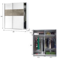 Meimon Armario de 2 puertas correderas de gran capacidad, con barra de colgar de aluminio extraíble (2 uds), estantes interiores, guías metálicas con freno, tiradores de aluminio perfilado y acabado en tablero melaminizado E1 - details 6