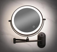 Espejo De Maquillaje Montado En La Pared 8 Pulgadas Negro Con Luz LED De 3X-10X Magnificación Doble Cara Para Baño Y Cosméticos - details 1