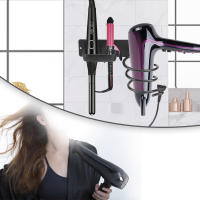 Organizador De Baño Pared Montado Estante De Almacenamiento Con Porta Secador Y Rizador De Cabello Accesorios De Cocina De Aluminio Espacial - details 5