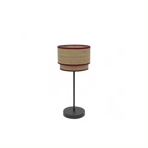 FABRILAMP Lámpara de Mesa Sobremesa Roque Natural/Rojo 41x18x18 Cm - 1