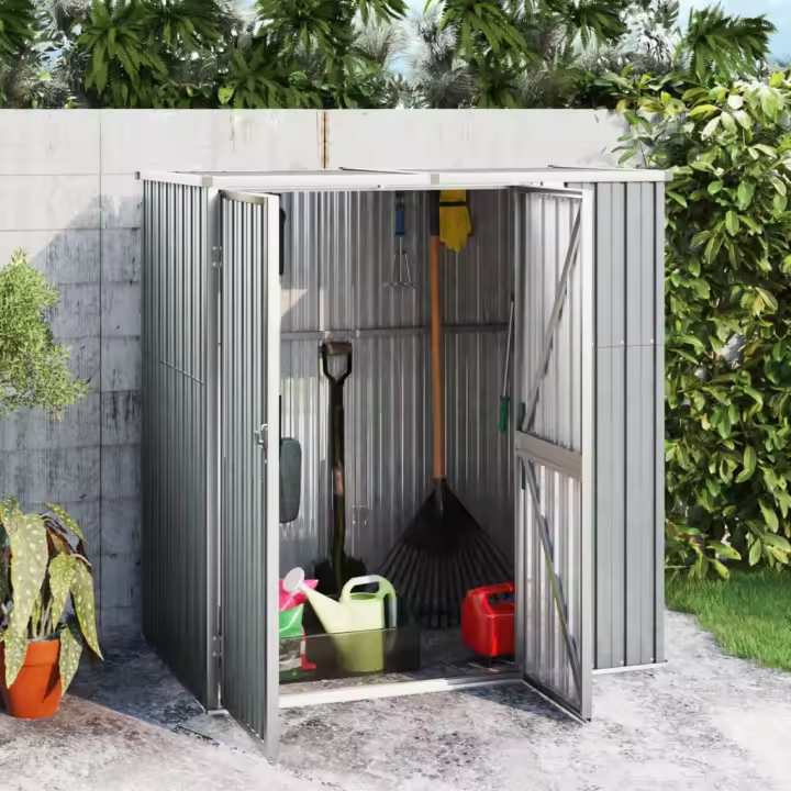 vidaXL Cobertizo herramientas jardín acero galvanizado 161x89x161 cm - 1