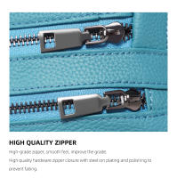 Bolso De Hombro Para Mujer Zency De Cuero Genuino Azul Cielo Diseño Elegante Bolso De Mano Gran Capacidad Bolso Cruzado Satchel - details 14