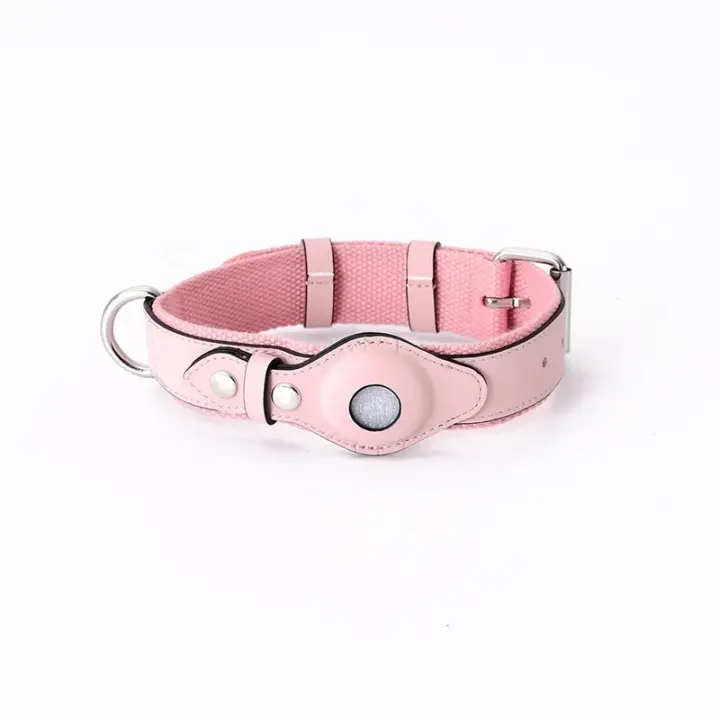 Collar De Cuero Para Perro Con Diseño De Lujo Ajustable Con Porta-Airtag Para Posicionamiento Cuello Del Gato Accesorios De Moda Para Mascotas - 1