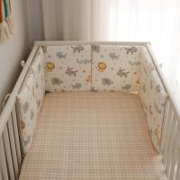 LALA - Ropa de Cama para Cuna de Bebe, ropa de Cama para recien nacidos, Valla anticolisión para Bebe, Algodón, color caquí, León, 30x30x6, Pieza Entra Lavada. - details 0