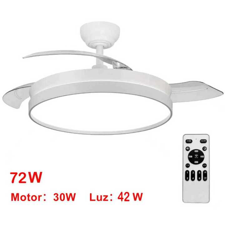 Ventilador de techo con luz de 84 W, ultra silencioso, invisible, con mando a distancia y aspas retráctiles, función… — oferta en Miravia