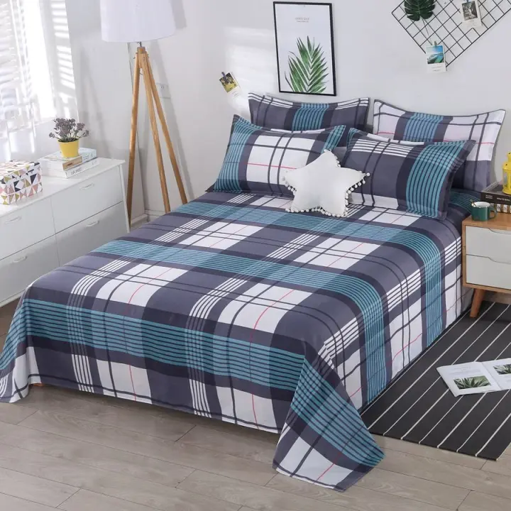 Juego De Sábanas Y Fundas Para Almohadas De Algodón 3 Piezas Textil Doméstico Estilo Pastoral Sábanas Planas Y Fundas Para Almohadas Material Suave Y Transpirable - 1