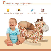 HOMCOM Caballito Balancín Bebé +18 Meses Balancín Peluche Madera con 32 Canciones Cinturón de Seguridad Girafa de Peluche 60x33x45cm - details 3