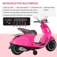 HOMCOM Moto Eléctrica Vespa Faros Música 2 Ruedas Auxiliares para Niños Mayores de 3 Años Motocicleta Infantil Autorizada 108x49x75 cm - details 5