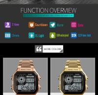 Reloj Deportivo Digital Skmei De Lujo Con Correa De Acero Inoxidable Resistente Al Agua 5Bar Luz Trasera Alarma Y Cuento Regreso Para Hombre - details 4