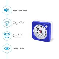 Pequeño para Mesita de Noche, sin Tictac, funciona con Pilas, Reloj analógico Silencioso para dormitorio, mochilero, con función de Repetición y Luz Nocturna - details 1