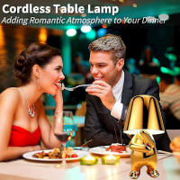 Lámpara de mesa táctil dorada, lámpara Thinker, lámpara de mesa, lámpara de noche decorativa portátil, inalámbrica, recargable, con carga USB, iggb dorada, 1 unidad, dorada, 1 unidad - details 2
