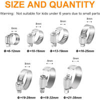 Kit De 20/60 Piezas De Tornillos De Tubo Ajustables En Acero Inoxidable Para Fontanería Swivel Metal Fuel Hose Clamp 1/4''-1-1/2'' (6-38mm) - details 2