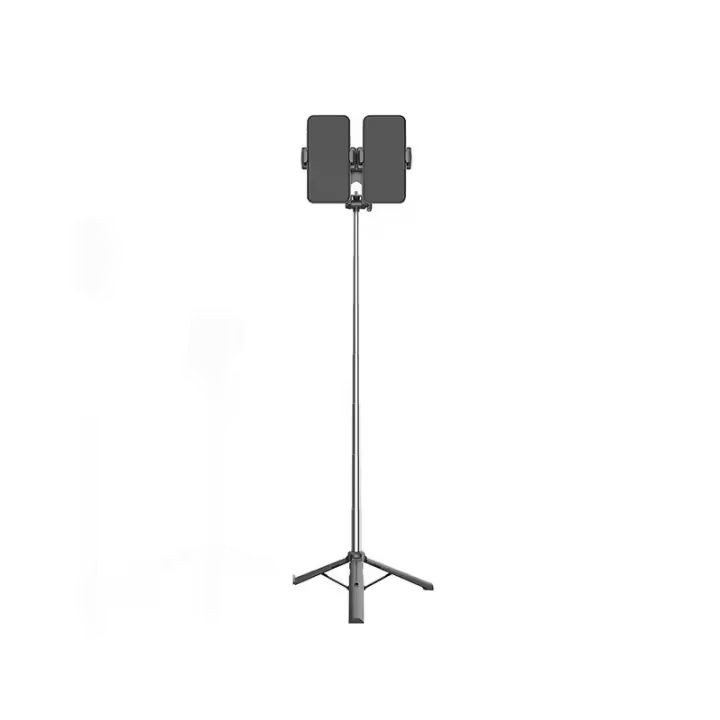 Palo selfie Bluetooth extensible hasta 80 cm con trípode integrado – Soporte para dos móviles o tablet – Incluye mando a distancia para control remoto – Ideal para selfies, vídeos y contenido en redes sociales - 1