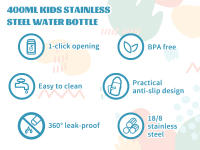 Botella Térmica Para Niños FEIJIAN 400ML Mantén El Agua Fría Portátil Viaje Escuela Botella De Agua Ecológica Libre BPA - details 1