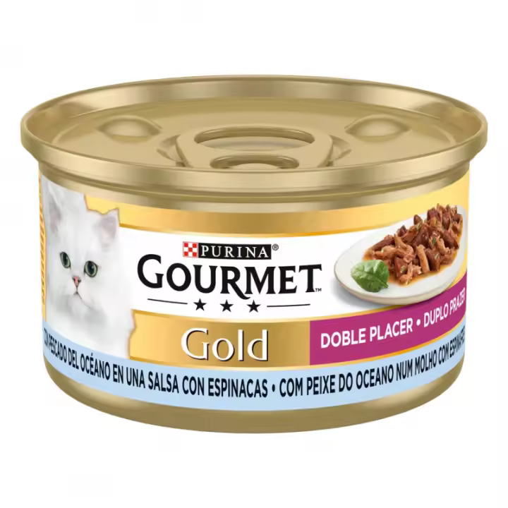 Purina Lata Para Gatos Gourmet Gold Doble Placer Pescado Del Oceano & Espinacas Pack 24 X 85 Gr - 1