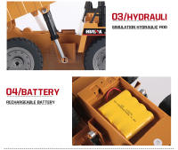 Camión Descargador RC Huina 534 Escala 1:18 Control Remoto 6CH 2.4G Aleación Juguete Para Niños Regalo De Vuelta a La Escuela - details 12