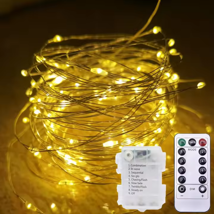 Luces De Navidad LED Impermeables Con Control Remoto Y Pilas Incluidas Cadena De Luces De Fairy Para Decoración De Bodas Y Exterior Con 8 Modos Colores Variados - 1