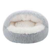 Cama Redonda Para Gato Con Capucha Fluffy Cueva Donut Para Gatos Y Pequeños Perros De Interior Almohadilla Calmante Para Gatos - details 7