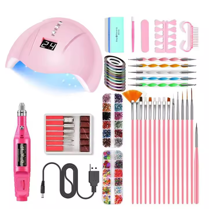 Juego de Herramientas de manicura para uñas, lámpara LED UV portátil, taladro eléctrico para uñas con luz LED UV - 1