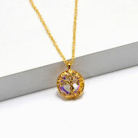 Collar De Árbol De La Vida Personalizado Con Colgante De Cristal Moda Bohemia Para Mujeres Adorno Circular De Zinc Aleación - details 1