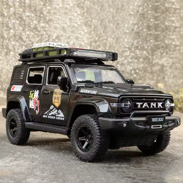 Coche De Juguete De Aleación De Zinc 1/24 TANK 300 Modificado Con Puertas Abatibles Luz Y Sonido Absorbente De Impacto Para Niños - 1