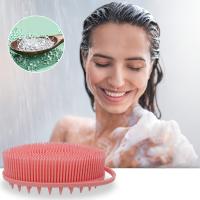 Cepillo De Ducha 2 En 1 Con Escobilla De Cerdas Y Esponja De Silicona Para Cuerpo Y Cuero Cabelludo Limpiador Exfoliante De Alta Calidad - details 6