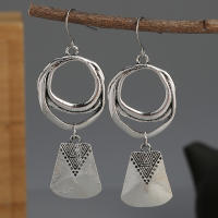 Pendientes Colgantes De Estilo Bohemio Platinados En Zinc Con Diseño De Círculo Vacío Y Geométrico Para Mujeres - details 0