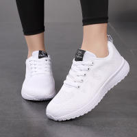 Zapatos De Mujer Transpirables Casual Para Caminar Tenis Feminino Con Cordones Suela Plana En Colores Rosa Blanco Material Superior De Malla - details 10