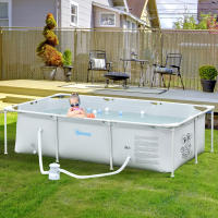 Outsunny Piscina Desmontable Tubular 292x190x75 cm o 252x152x65 cm con Depuradora de Cartucho 1200L/H Piscina Rectangular de Exterior para Adultos y Niños 3600L Gris - details 1
