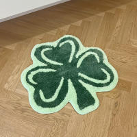 Alfombra Tufted De Hoja De Clove Verde 100% Acrílico Alfombrilla Antideslizante Absorbente Para Puerta Alfombra Geométrica Para Sala De Estar Area - details 5