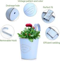 Maceta colgante de metal de 4 piezas con orificio de drenaje, maceta de metal colorido con gancho desmontable, Estilo Vintage para decoración balcón jardín pared valla modelo-03 - details 2