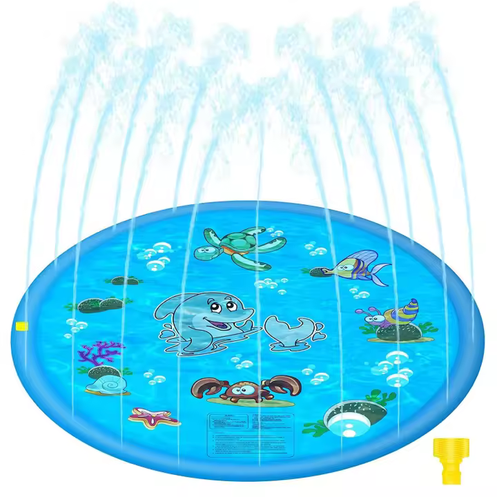 DAM. Splash Pad. Juguete inflable con aspersor de agua para jugar. 150cm de diámetro. Diseño animales acuáticos. 150x150x9cm. - 1