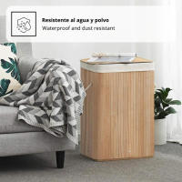 LUTODY - Cesta cesto de Ropa Sucia con Tapa y Asa Ergonómica de Cuerda - Cesta Colada de Bambú Lavable y Extraíble - Capacidad de 72 L para Tendedero, Terraza y Dormitorio - details 3