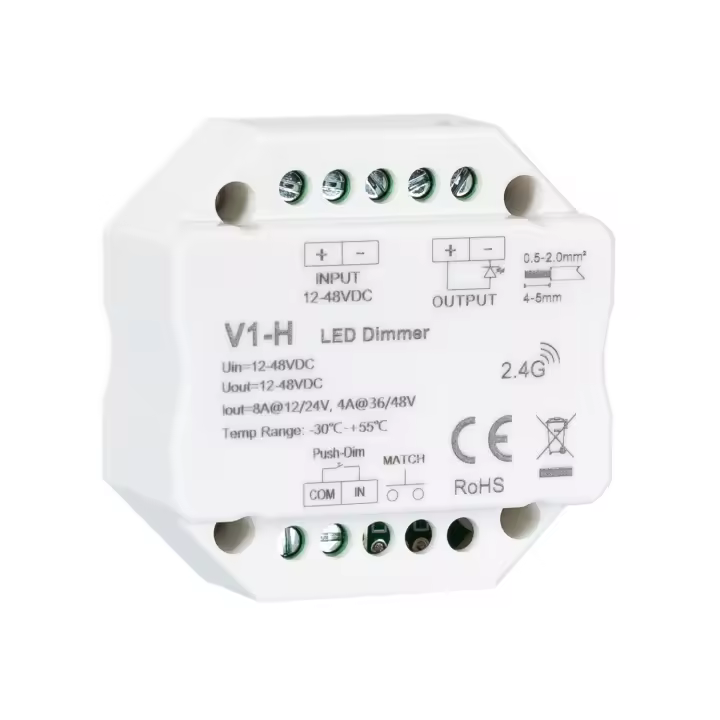 Ledkia Regulador LED RF 12/48V para Tira LED Monocolor Compatible con Pulsador Blanco - 1