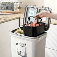 1pc Cubo de Basura Grande with Doble Compartero y Tapa Selladora de Olores - Pedal Sin Manos, Separación Húmeda/Seca, Cubo Rectangular de Plástico Duradero para Hogar & Oficina, No Necesita Electricidad, separador de Residuos Secos/Húmedos, Papelera Mod - details 2