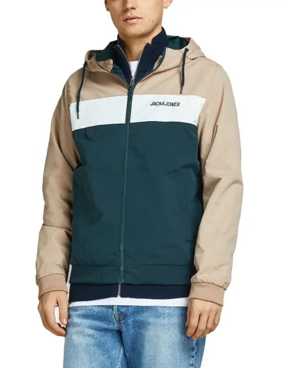 Chaqueta Jack & Jones Rush beige y verde con capucha hombre - 1