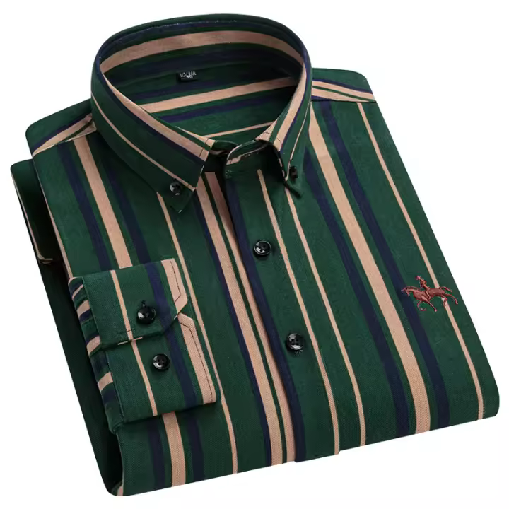 Camisa De Trabajo Para Hombre Otoño 2024 Cuello En V Manga Larga Patoleta Oxford Algodón 100% Estampado Regular Botones Tallas S~6XL - 1